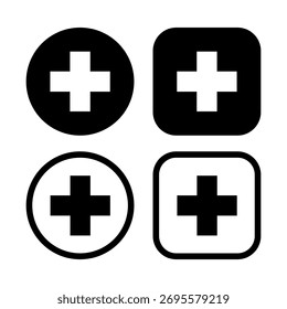 Medizinischer Kreuz-Set Quadrat und Kreis-Vektor