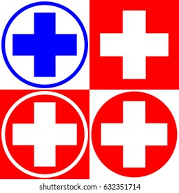 Medical cross. Set of medical symbols options. Vector illustration.