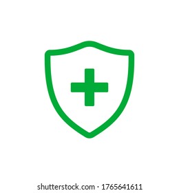 Medical cross shield icon vector flat design