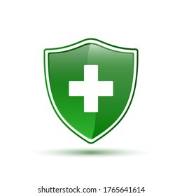 Diseño plano de vectores de iconos de protección cruzada médica