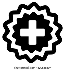 Medical Cross Stamp vector icon. Style is flat symbol, black color, rounded angles, white background.