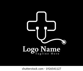Medical cross stethoscope logo symbol design illustration inspiration