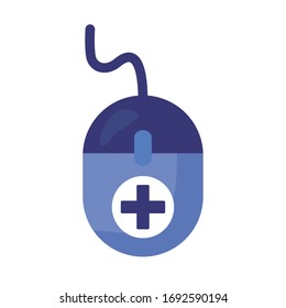 medical cross symbol in mouse computer detaild style vector illustration design