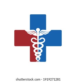 Medical Cross Symbol Snake Logo Design Template Vector Based Design