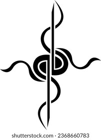 Medical cross tattoo, tattoo illustration, vector on a white background.