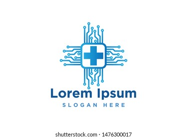 Medical Cross, Technology and Health Pharmacy Logo Vector Template