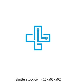 Medical Cross and Technology logo / icon design