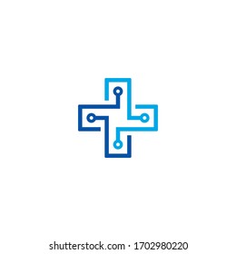 Medical Cross and Technology logo / icon design