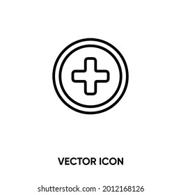Icono de vector transversal médico. Ilustración vectorial plana moderna y simple para sitio web o aplicación móvil.Símbolo del hospital, ilustración del logo. Gráficos vectoriales perfectos para píxeles	