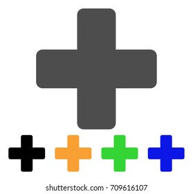 Medical Cross vector icon. Style is a flat graphic symbol in grey, black, yellow, blue, green color versions. Designed for web and mobile apps.