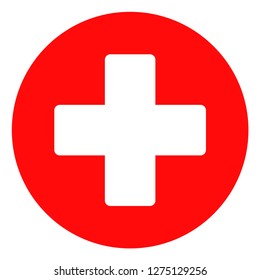 Medical cross vector icon symbol. Flat pictogram is isolated on a white background. Medical cross pictogram designed with simple style.