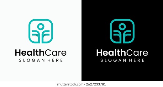 Projeto médico do logotipo do vetor transversal da forma da pessoa com o estilo moderno, simples, limpo e abstrato. Ícone para negócios, assistência médica e marca pessoal.