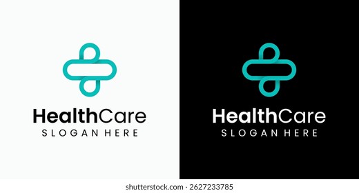 Medical cross vector logo design of person shape with modern, simple, clean and abstract style. Icon for business, health care and personal branding.