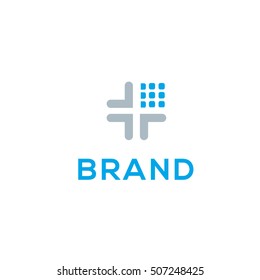 Medical cross vector logo design template. Pharmacy corporate, identity, medical company brand.