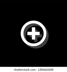 Medical cross. White flat simple icon with shadow