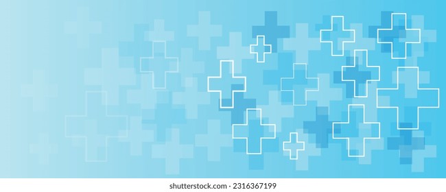 Medical crosses on blue background. Banner for design