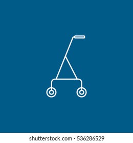 Medical Crutch Line Icon On Blue Background