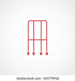 Medical Crutch Red Flat Icon On White Background