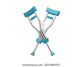 Medical crutches handicap icon illustration