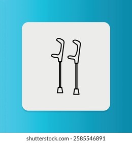 Medical crutches icon.  Editable stroke. Vector illustration.	