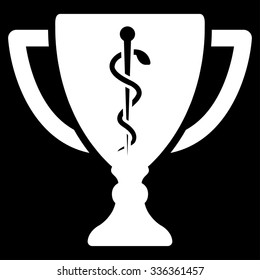 Medical Cup vector icon. Style is flat symbol, white color, rounded angles, black background.