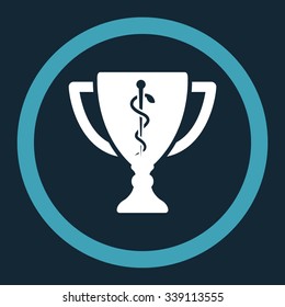 Medical Cup vector icon. Style is bicolor flat rounded symbol, blue and white colors, rounded angles, dark blue background.