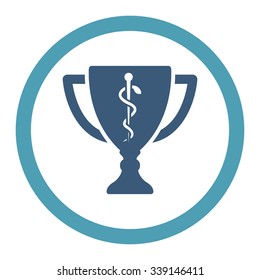 Medical Cup vector icon. Style is bicolor flat rounded symbol, cyan and blue colors, rounded angles, white background.