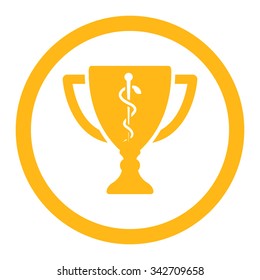 Medical Cup vector icon. Style is flat rounded symbol, yellow color, rounded angles, white background.