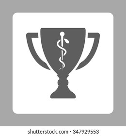 Medical Cup vector icon. Style is flat rounded square button, dark gray and white colors, silver background.