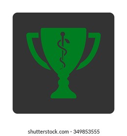 Medical Cup vector icon. Style is flat rounded square button, green and gray colors, white background.