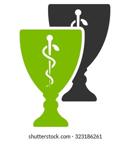 Medical Cups vector icon. Style is bicolor flat symbol, eco green and gray colors, rounded angles, white background.