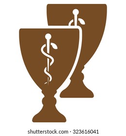 Medical Cups vector icon. Style is flat symbol, brown color, rounded angles, white background.