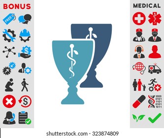 Medical Cups vector icon. Style is bicolor flat symbol, cyan and blue colors, rounded angles, white background.