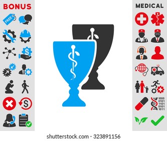 Medical Cups vector icon. Style is bicolor flat symbol, blue and gray colors, rounded angles, white background.