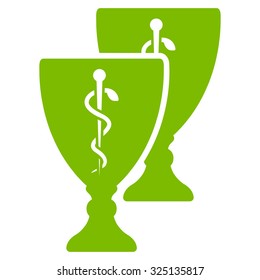 Medical Cups vector icon. Style is flat symbol, eco green color, rounded angles, white background.