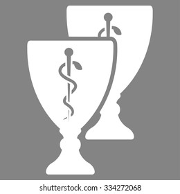 Medical Cups vector icon. Style is flat symbol, white color, rounded angles, gray background.