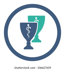 Medical Cups vector icon. Style is bicolor flat rounded symbol, cobalt and cyan colors, rounded angles, white background.