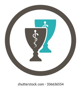 Medical Cups vector icon. Style is bicolor flat rounded symbol, grey and cyan colors, rounded angles, white background.