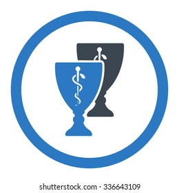 Medical Cups vector icon. Style is bicolor flat rounded symbol, smooth blue colors, rounded angles, white background.
