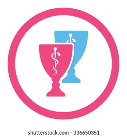 Medical Cups vector icon. Style is bicolor flat rounded symbol, pink and blue colors, rounded angles, white background.