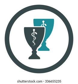 Medical Cups vector icon. Style is bicolor flat rounded symbol, soft blue colors, rounded angles, white background.