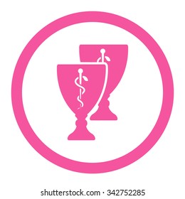 Medical Cups vector icon. Style is flat rounded symbol, pink color, rounded angles, white background.