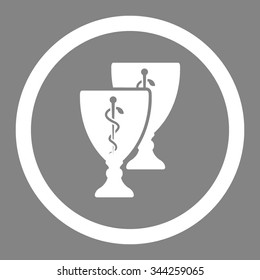 Medical Cups vector icon. Style is flat rounded symbol, white color, rounded angles, gray background.