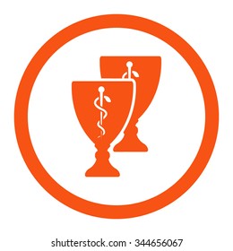 Medical Cups vector icon. Style is flat rounded symbol, orange color, rounded angles, white background.