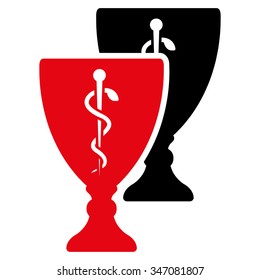Medical Cups vector icon. Style is bicolor flat symbol, intensive red and black colors, rounded angles, white background.