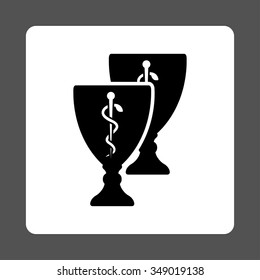 Medical Cups vector icon. Style is flat rounded square button, black and white colors, gray background.