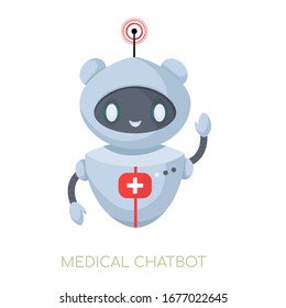 Medical cute chatbot. Robot doctor. Scientific technologies for health. Concept AI in medicine.