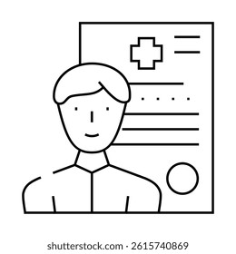 medical data client information kyc line icon vector. medical data client information kyc sign. isolated contour symbol black illustration