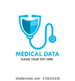 Medical data logo design template illustration. there are stetoskop and book. this is good for medical