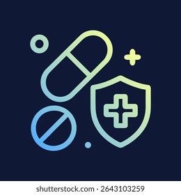 Medical defense pills shield gradient icon. Icon symbol illustration